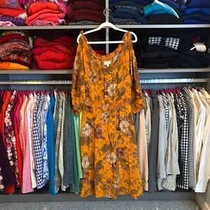 Moulinette Soeurs orange floral print dress size 4